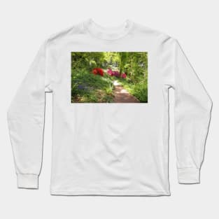 Woodland Footpath with Colourful Blossom in Spring Long Sleeve T-Shirt